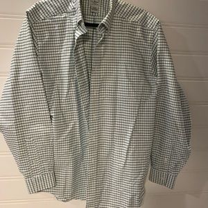 White and green plaid button down ll bean